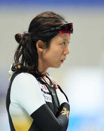 　公式練習で真剣な表情を見せる高木美帆