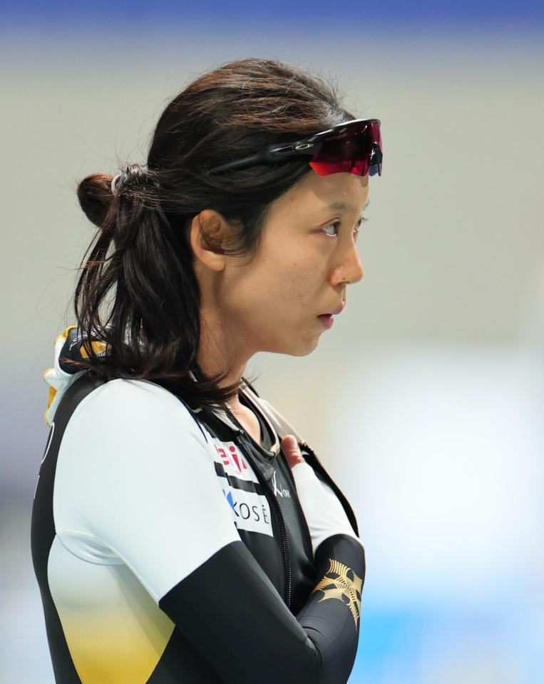 　公式練習で真剣な表情を見せる高木美帆