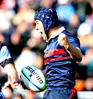 　前半、先制トライを決め、拳を握る常翔学園・伊勢亀大悟（撮影・中田匡峻）