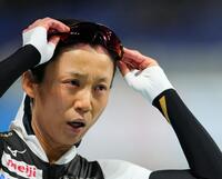 　女子１０００メートルのレースを終え厳しい表情を見せる高木美帆