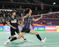 　準々決勝で勝利した渡辺勇大（左）・田口真彩組（撮影・西岡正）