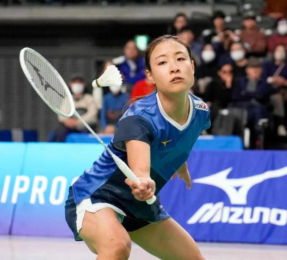　女子シングルス準決勝でプレーする奥原希望
