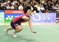 　女子シングルス決勝でプレーする山口茜（撮影・開出牧）