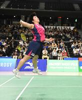 　女子シングルス決勝でプレーする山口茜（撮影・開出牧）