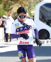 　７着でゴールした駒大・安原海晴（撮影・石井剣太郎）