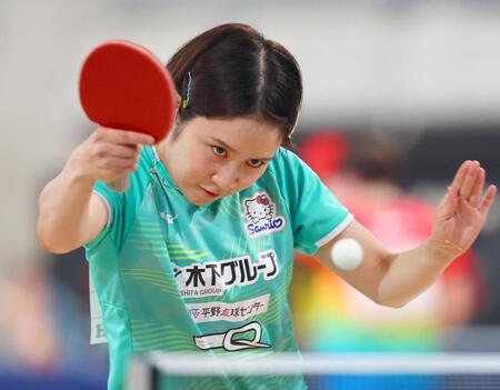 女子シングルス６回戦で佐藤瞳に敗れた平野美宇