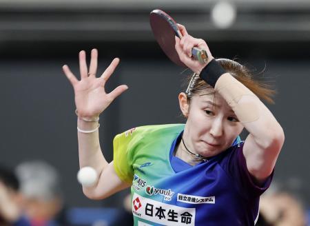 　女子シングルスで準決勝に進んだ早田ひな＝東京体育館