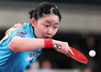 女子シングルス準々決勝で長崎美柚を破った張本美和