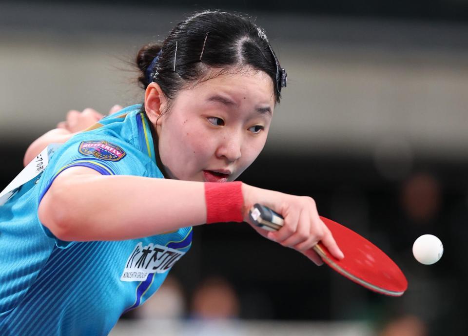 女子シングルス準々決勝で長崎美柚を破った張本美和