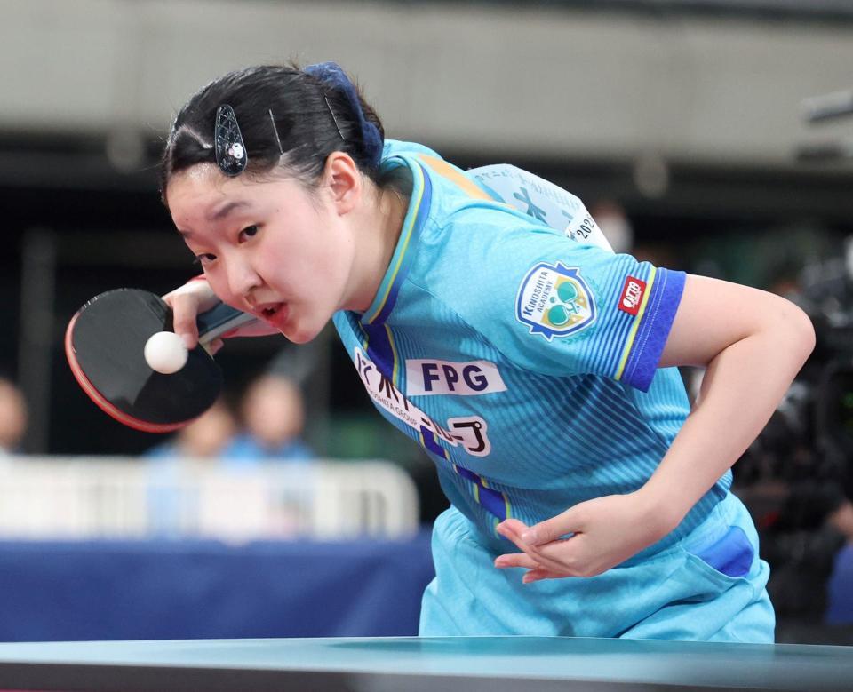 優勝した張本美和（撮影・石井剣太郎）