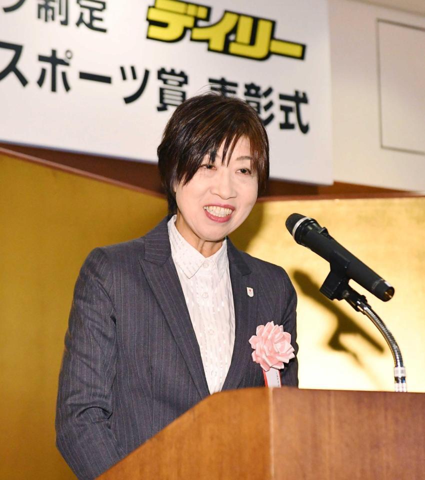 　祝辞を述べる日本オリンピック委員会常務理事の星香里氏