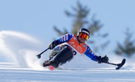 　男子大回転座位で優勝した森井大輝＝菅平高原パインビークスキー場