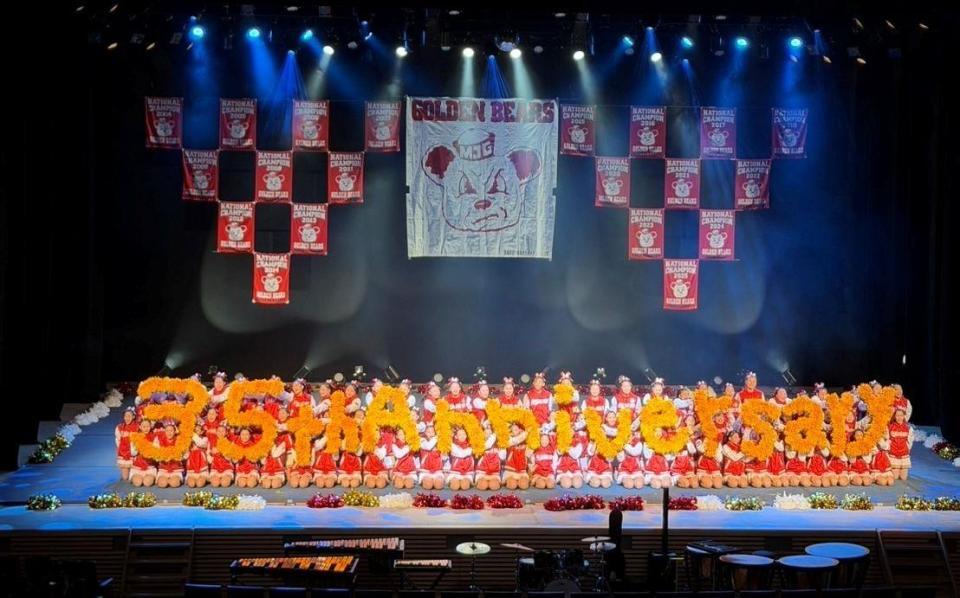 箕面自由学園チアリーダー部の35周年記念公演リハーサル（チーム提供）