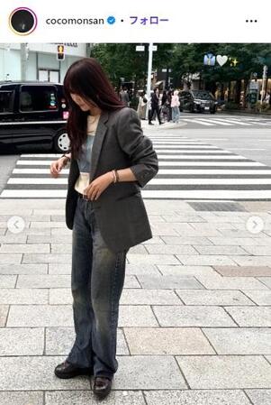 村瀬心椛のインスタグラム（＠ｃｏｃｏｍｏｎｓａｎ）から。かわいさとカッコよさが融合するファッションも（２５年６月１０日付）