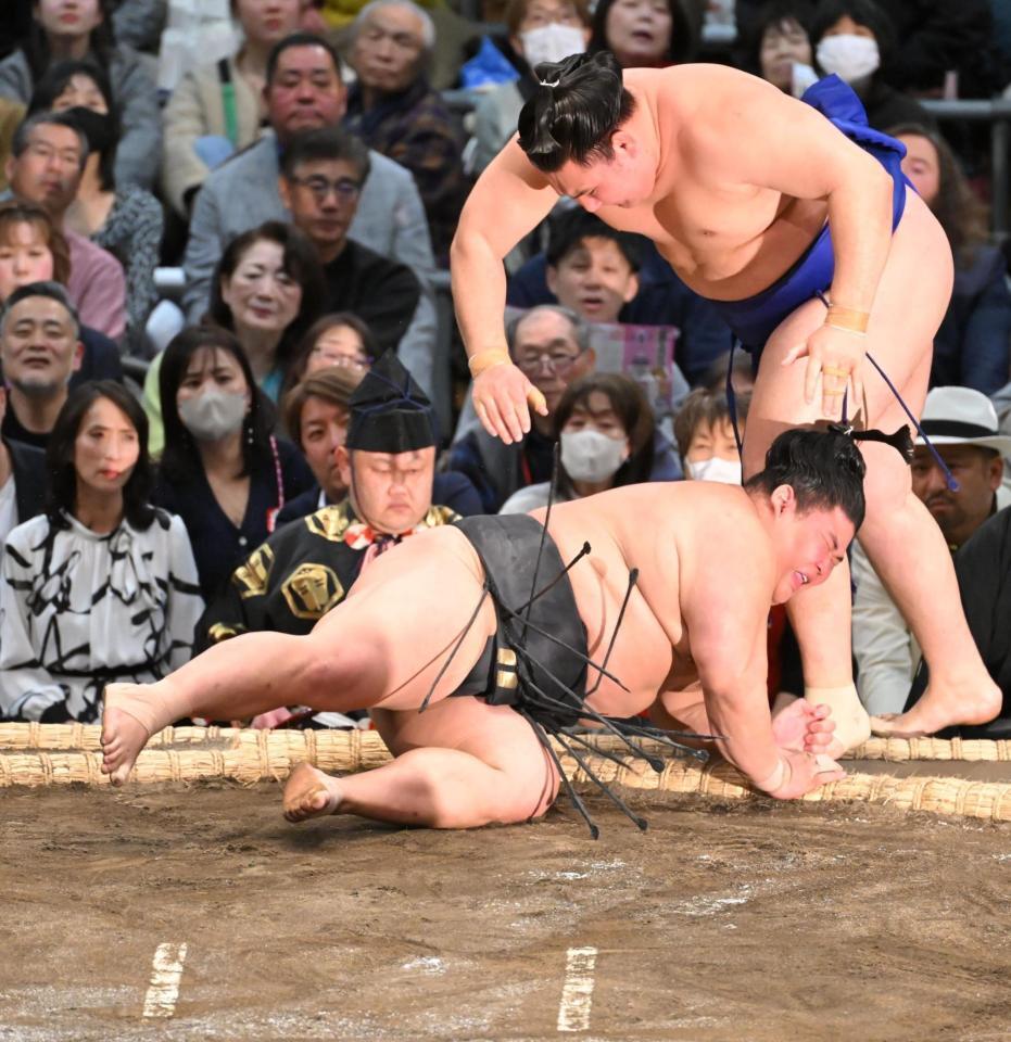 欧勝馬（奥）に敗れる伯乃富士＝８日