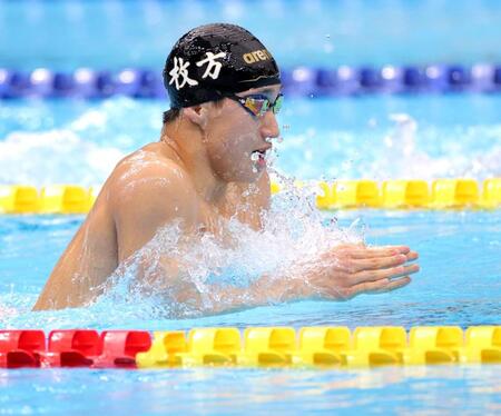 男子２００ｍ平泳ぎを４位で予選通過した大橋信（撮影・西岡正）