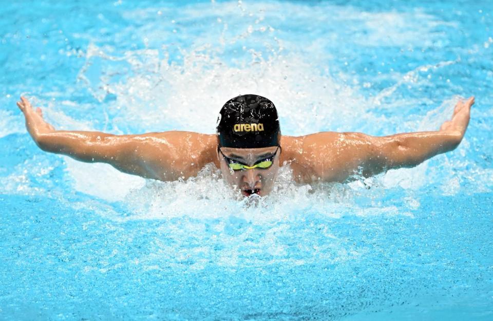 　決勝進出を決めた瀬戸大也のバタフライ