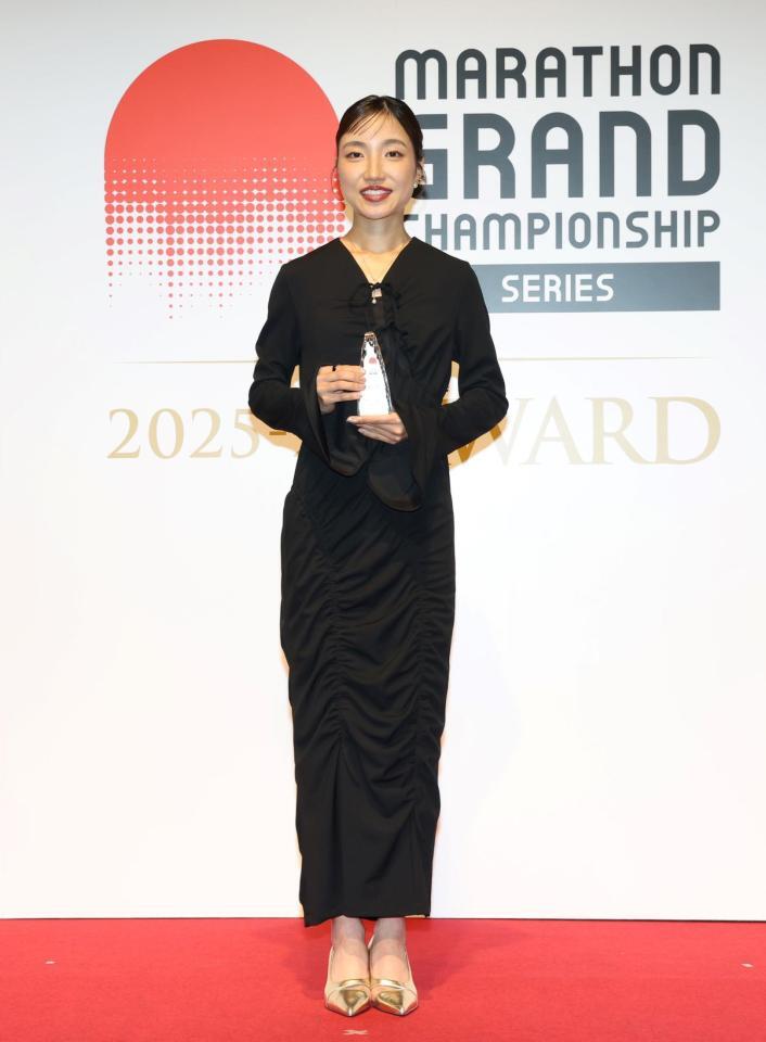 ＭＧＣシリーズ２０２５-２６アワード新人賞を獲得した矢田みくに＝２７日午後、東京都渋谷区神宮前のＷＩＴＨ　ＨＡＲＡＪＵＫＵ　ＨＡＬＬ（撮影・伊藤笙子）