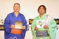 ヤメ力士超相撲での対戦が決まった（左から）東龍と旭大星（撮影・持木克友）