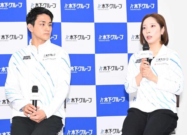 入社式に“りくりゅう”がサプライズ登場