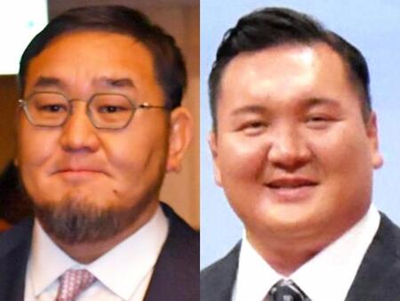 元朝青龍のダグワドルジ氏（左）と白鵬翔氏
