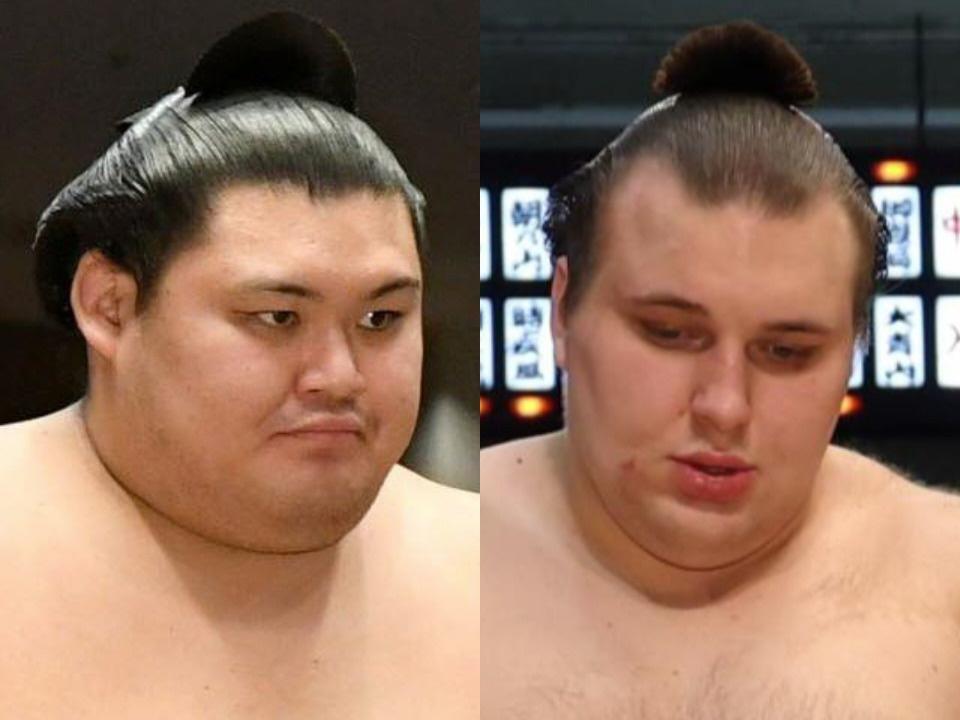 大の里（左）と安青錦