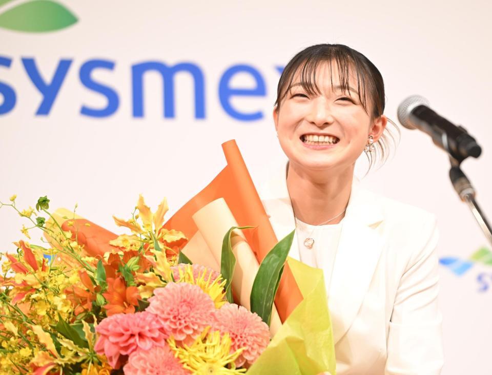 結婚していたことを発表した坂本花織さん（撮影・高部洋祐）