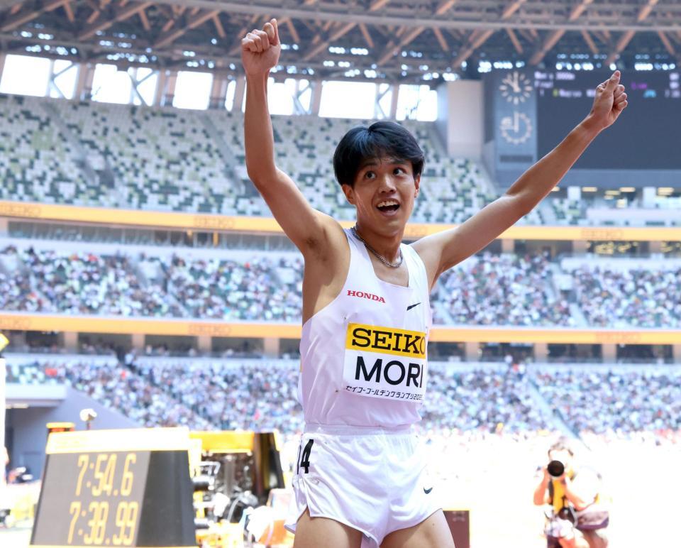 男子３０００ｍ、日本新記録で優勝した森凪也（撮影・伊藤笙子）