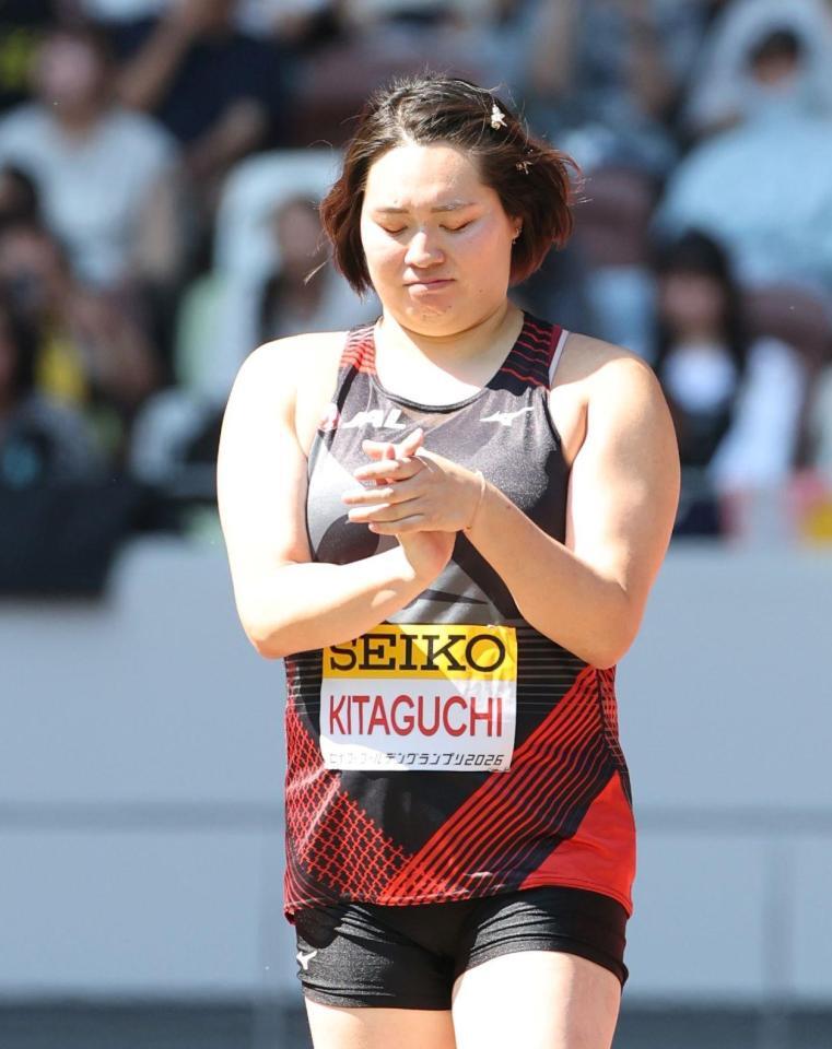女子やり投げ、４投目がファウルとなった北口榛花（撮影・伊藤笙子）