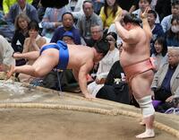 宇良㊨が突き落としで藤ノ川を破る