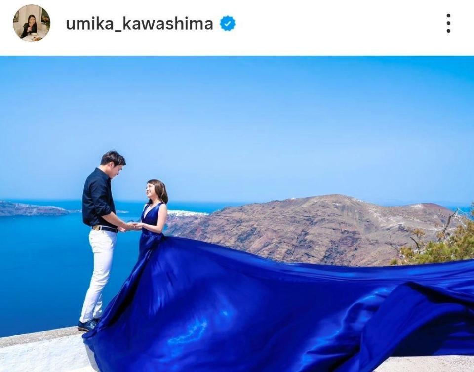 結婚を発表した２４年１２月２３日付の川島海荷のインスタグラム＠ｕｍｉｋａ＿ｋａｗａｓｈｉｍａより