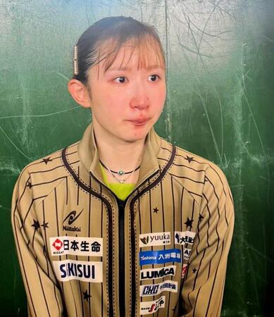 　アジア選手権国内予選で準決勝敗退となり悔し涙を浮かべる早田ひな