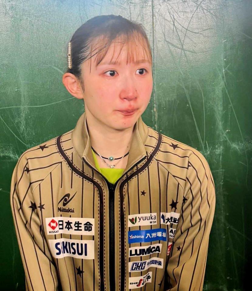 　アジア選手権国内予選で準決勝敗退となり悔し涙を浮かべる早田ひな