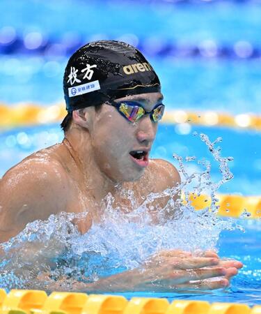男子２００メートル平泳ぎ決勝　力泳する大橋信