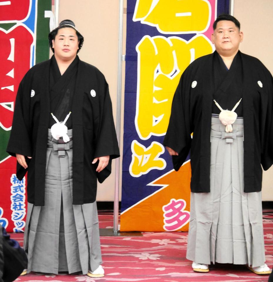 断髪式を行った勇磨と阿武松親方