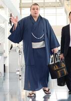 パリに向け出発した安青錦（撮影・伊藤笙子）