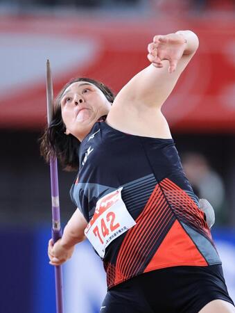 女子やり投げ決勝　北口榛花の５投目