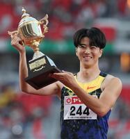 男子１００メートルで優勝し、愛知・名古屋アジア大会の出場を決めた多田修平