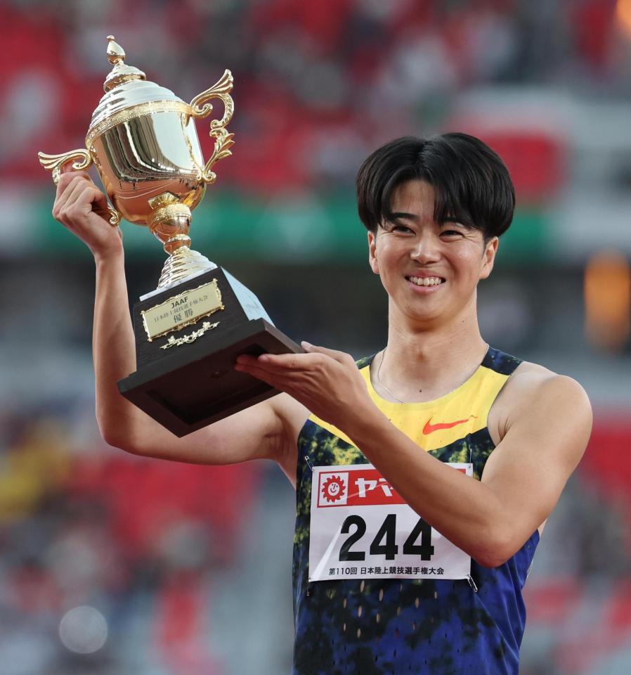 男子１００メートルで優勝し、愛知・名古屋アジア大会の出場を決めた多田修平