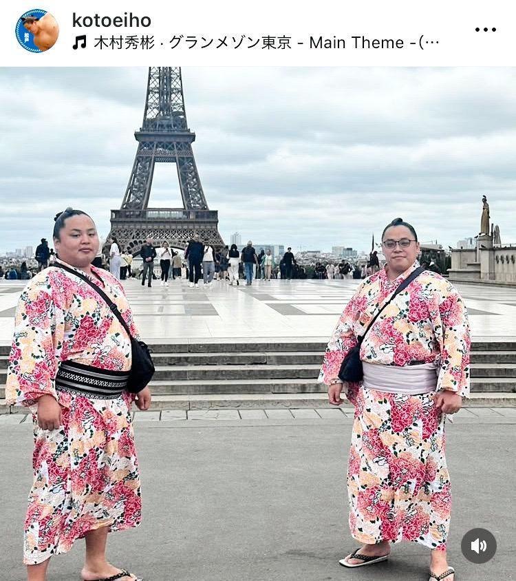 琴勝峰（左）と琴栄峰。琴栄峰後援会のインスタグラム＠ｋｏｔｏｅｉｈｏより
