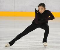 氷上練習を公開した千葉百音（撮影・金居みつよし）