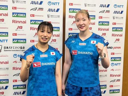 取材に応じた「フクマツ」ペアの福島由紀（左）、松本麻佑
