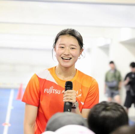 陸上教室に参加した田中