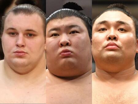 （左から）安青錦、熱海富士、霧島