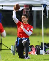 練習で汗を流す磐田千紘（撮影・石井剣太郎）