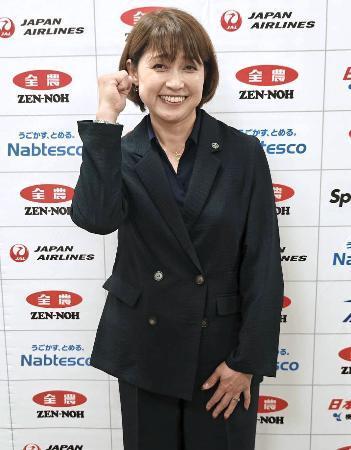 　日本カーリング協会の岡崎朋美新会長＝８日、東京都内（（Ｃ）ＪＣＡ）
