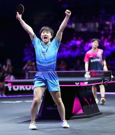 男子シングルスで２連覇を果たした張本智和