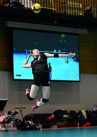 バレーボール女子日本代表の合宿で汗を流す主将の石川真佑