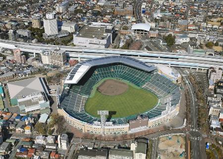 　阪神甲子園球場（共同通信社ヘリから）
