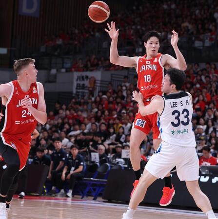 ２Ｑ、攻め込む馬場雄大（撮影・金田祐二）